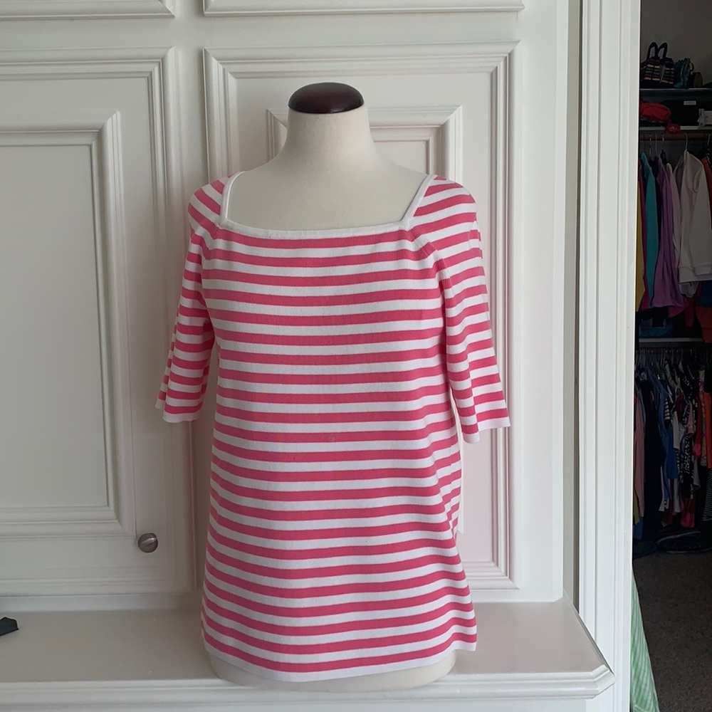 Beautiful pink and white stripe sweater 25 inches